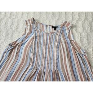 Torrid Plus Size 1 Striped Babydoll Top Smocked Bodice Sleeveless Rayon Boho